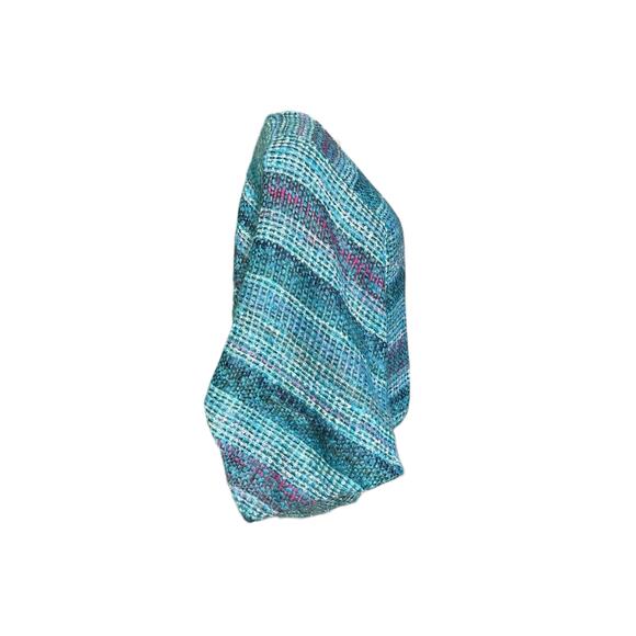 NESSA WARNER teal Handwoven Wool Open front Shrug Sweater Jacket One Size - Picture 4 of 16